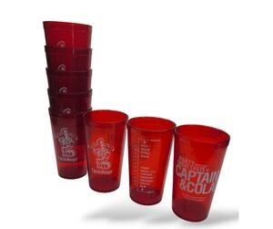 Captain Morgan & Cola Red Plastic 10 oz Tumbler Set of 8 Mixing Instructions